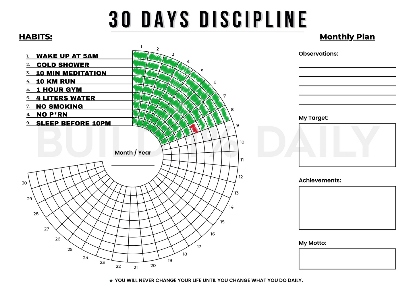 30 Days discipline Tracker-Build Consistency & Transform Your Life