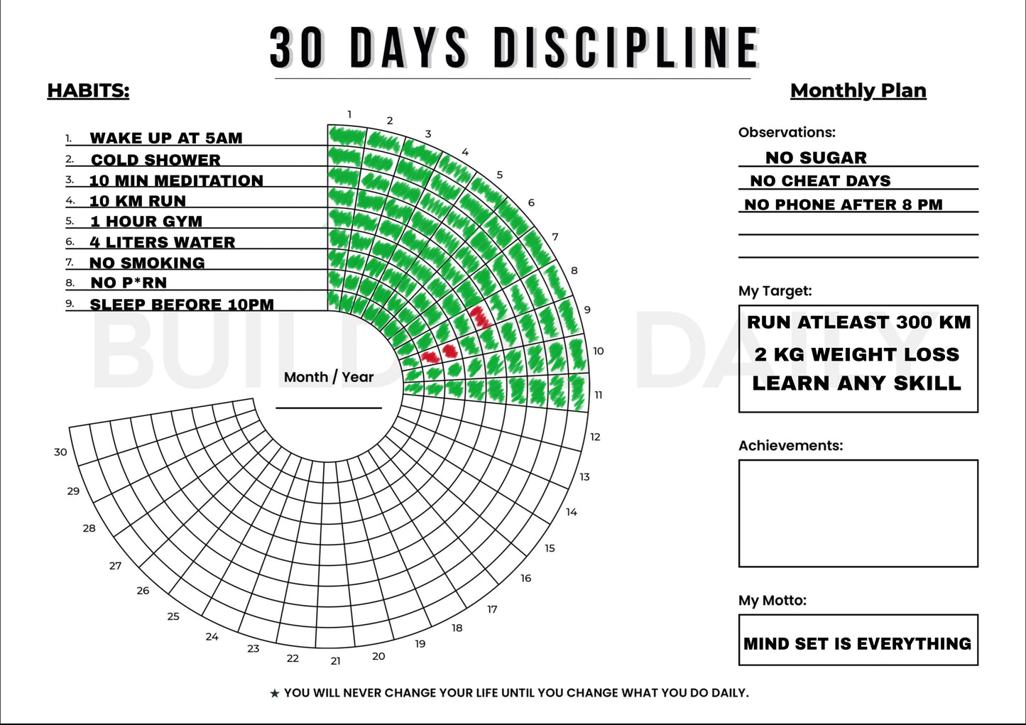 30 Days discipline Tracker-Build Consistency & Transform Your Life