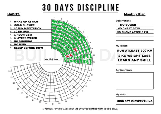 30 Days discipline Tracker-Build Consistency & Transform Your Life